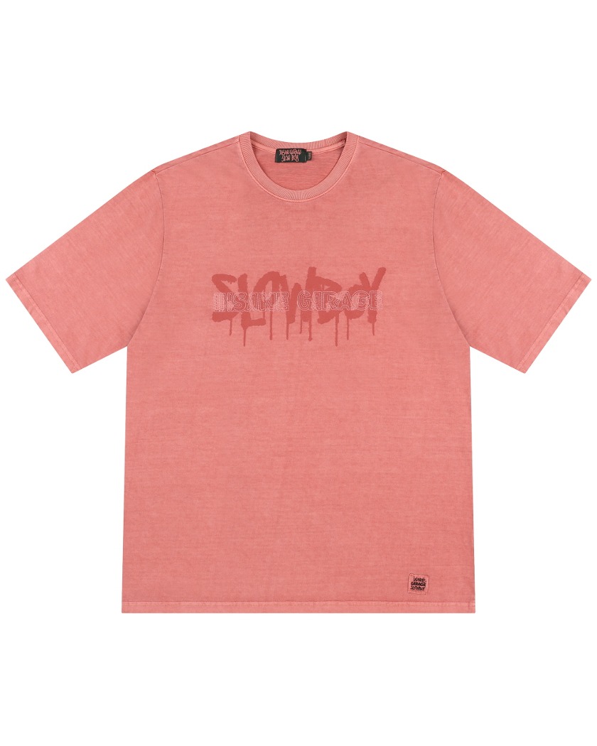 002 GRAFFITY LOGO WASHED T-SHIRTS RED
