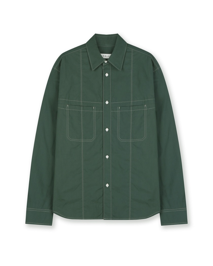 COTTON STITCHED MILITARY SHIRT GREEN
